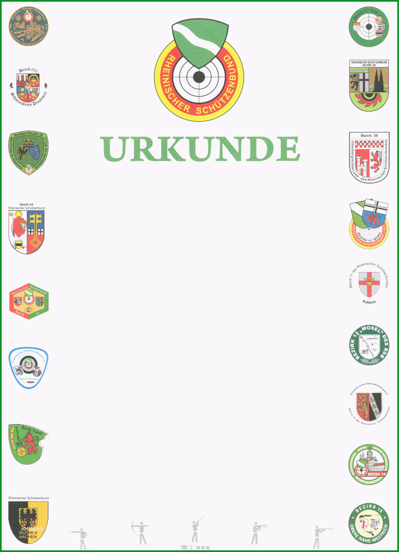 NEU Urkunde blanko Wappen der Bezirke