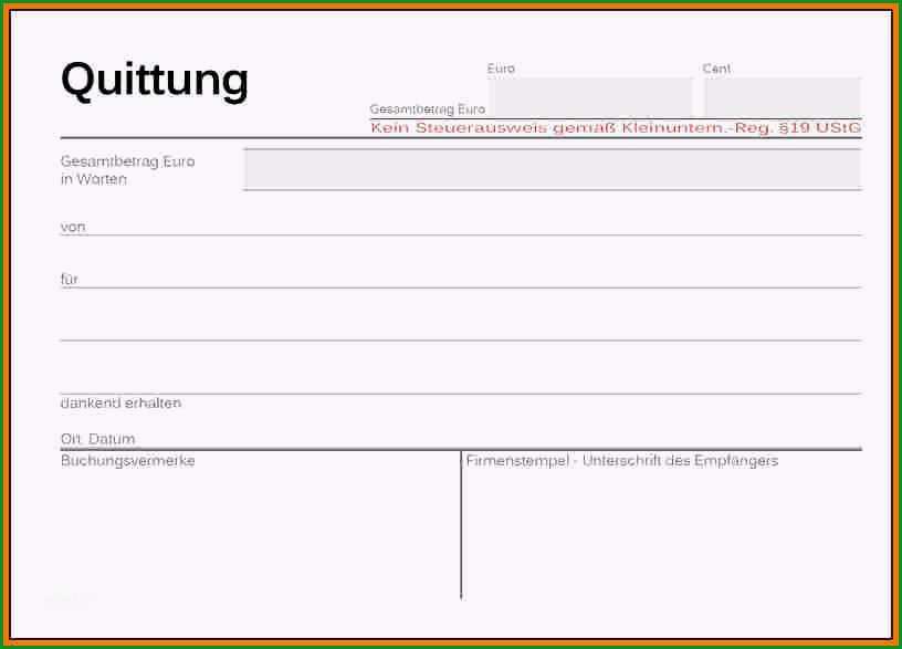 quittung ohne mwst vorlage schonste quittungsvorlage ohne mwst quittung stempelfeld