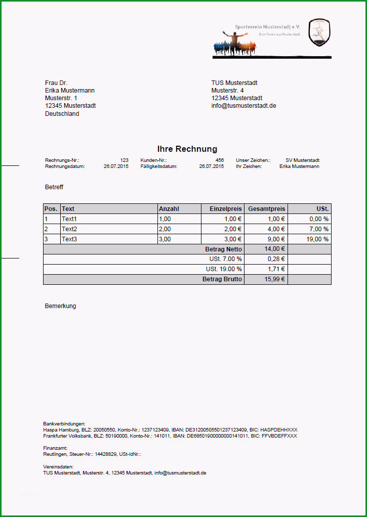 rechnung bei versicherung einreichen vorlage 6922