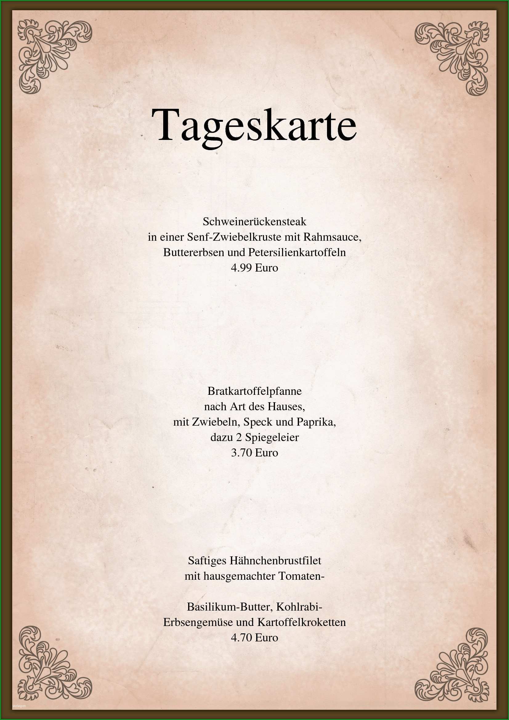 alte speisekarte 1466