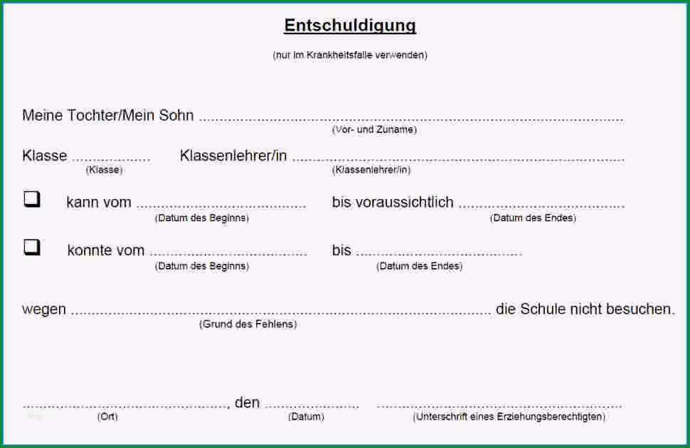 Erstaunlich Sportbefreiung Vorlage Schönste Charmant Entschuldigung