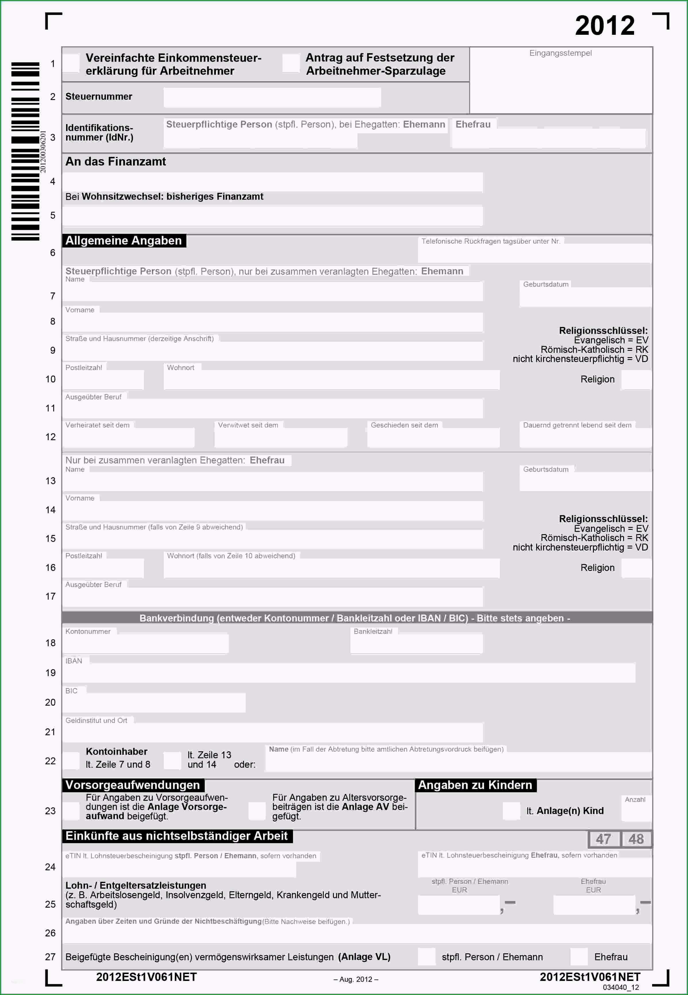 steuererklarung 2016 vorlage hubsch einkommensteuer 2014 formulare