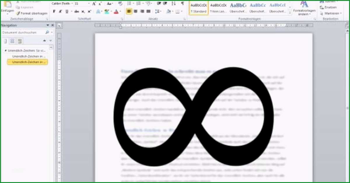 unendlich zeichen so schreibt man es auf der tastatur