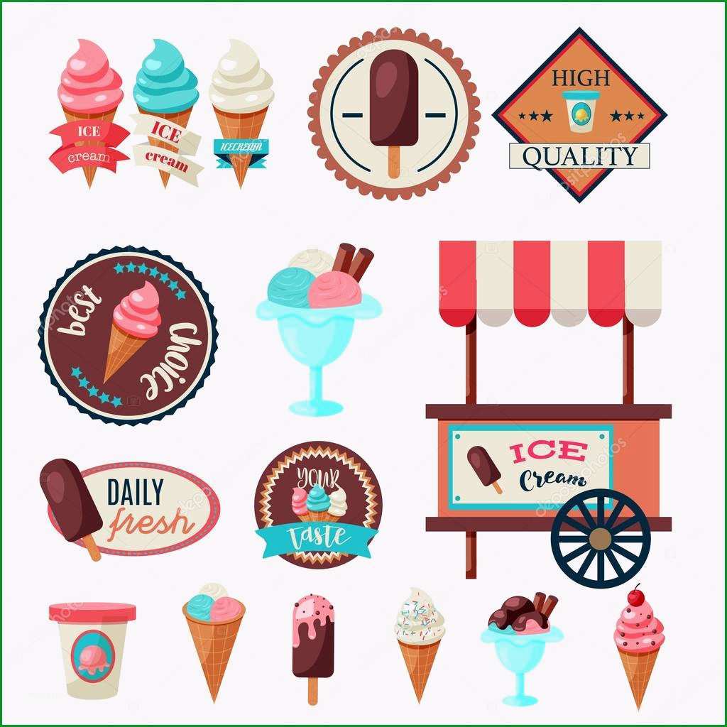 stock illustration vintage ice cream label set