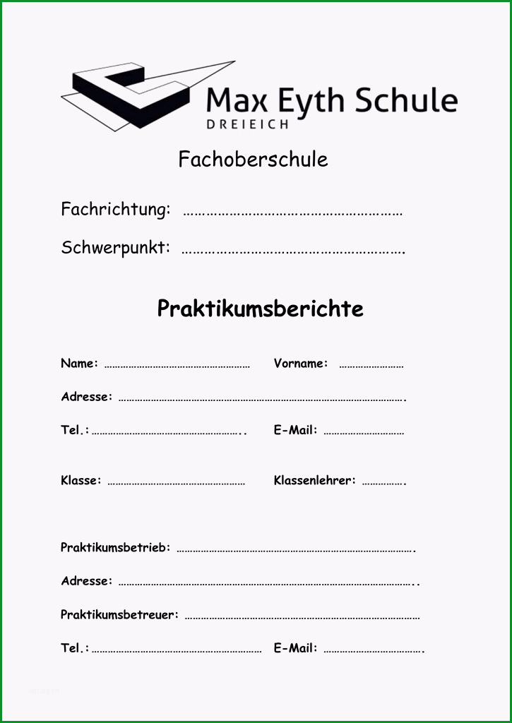 vorlage für praktikumsberichte