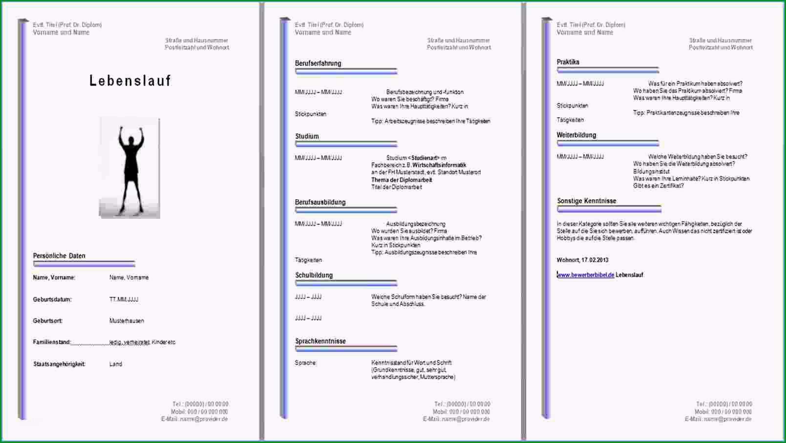 vorlage lebenslauf pages