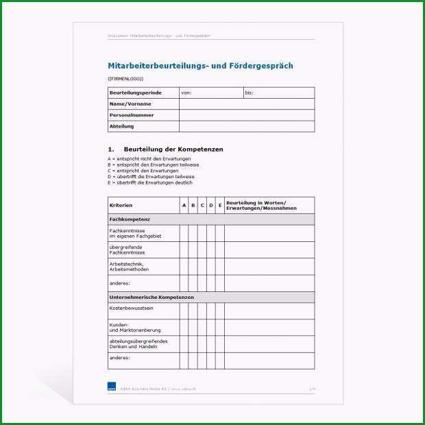 vorlage mitarbeiterbeurteilungs und foerdergespraech