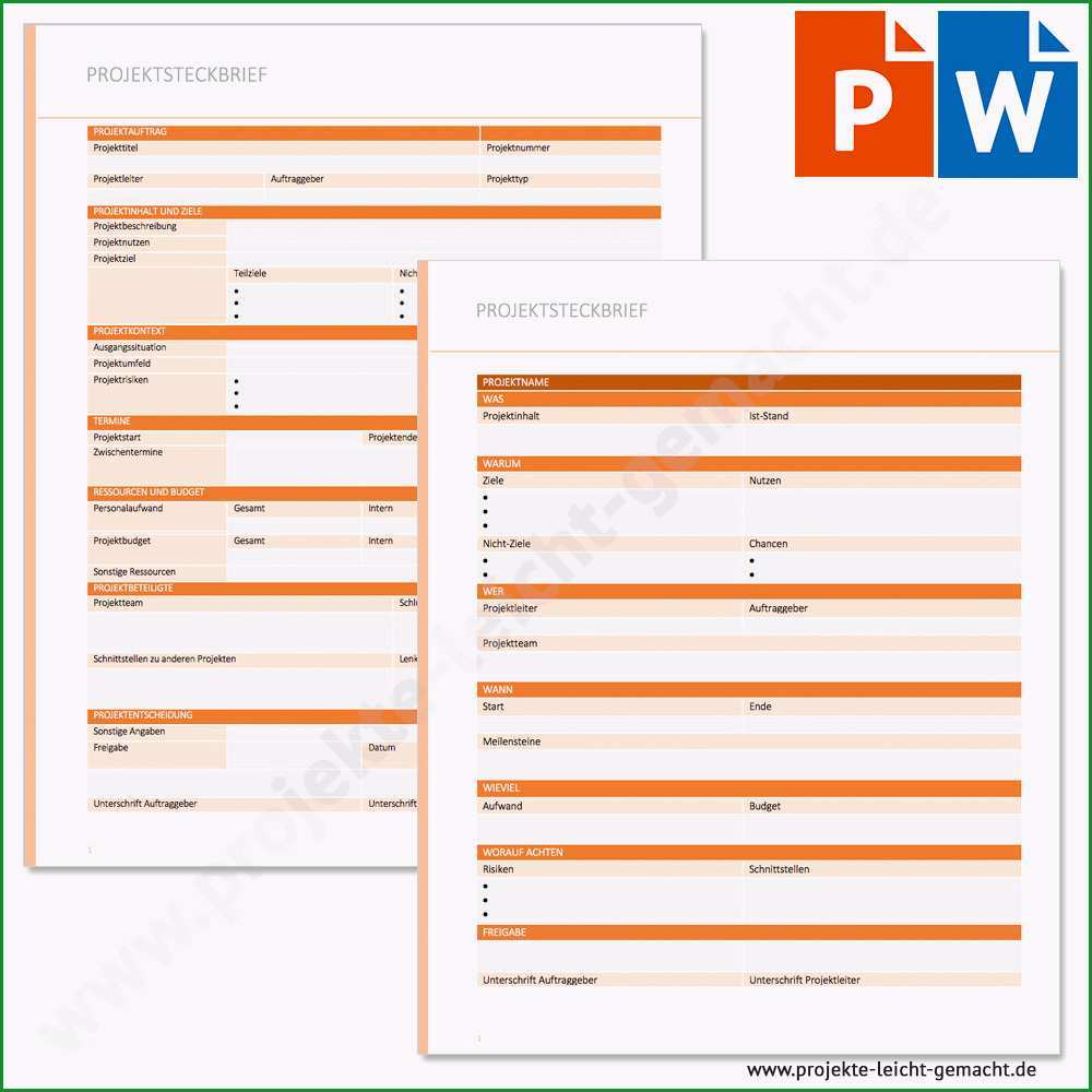 Erstaunlich Vorlage Projektsteckbrief