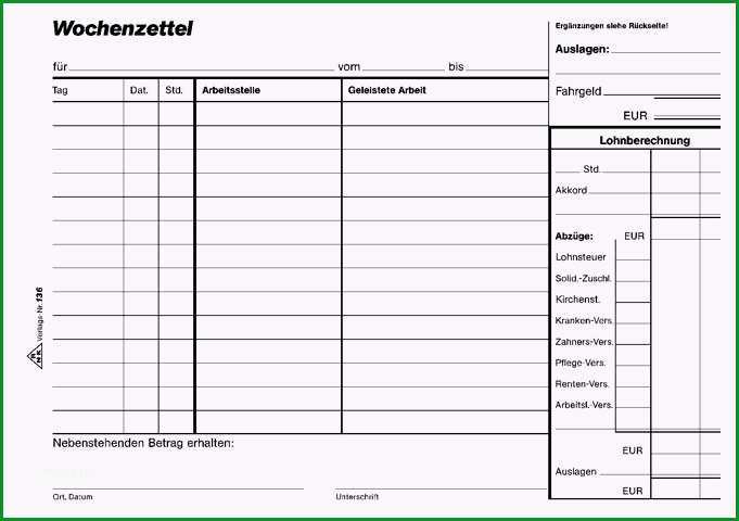 wochenzettel block