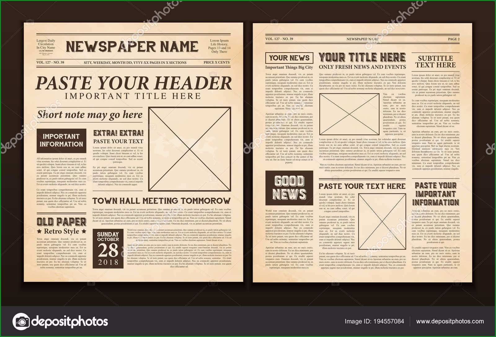 stock illustration newspaper pages template vintage