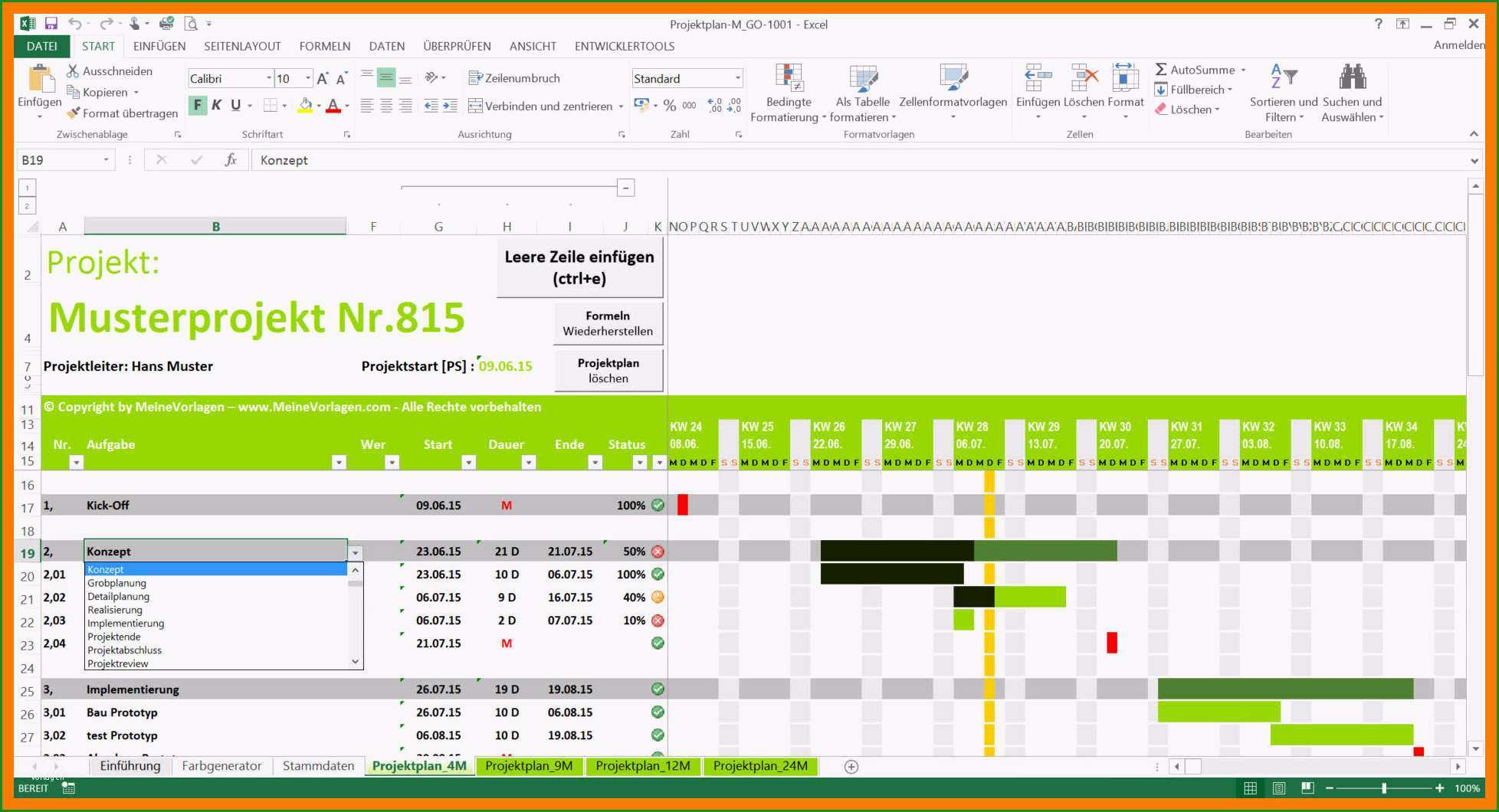 10 gantt diagramm excel vorlage