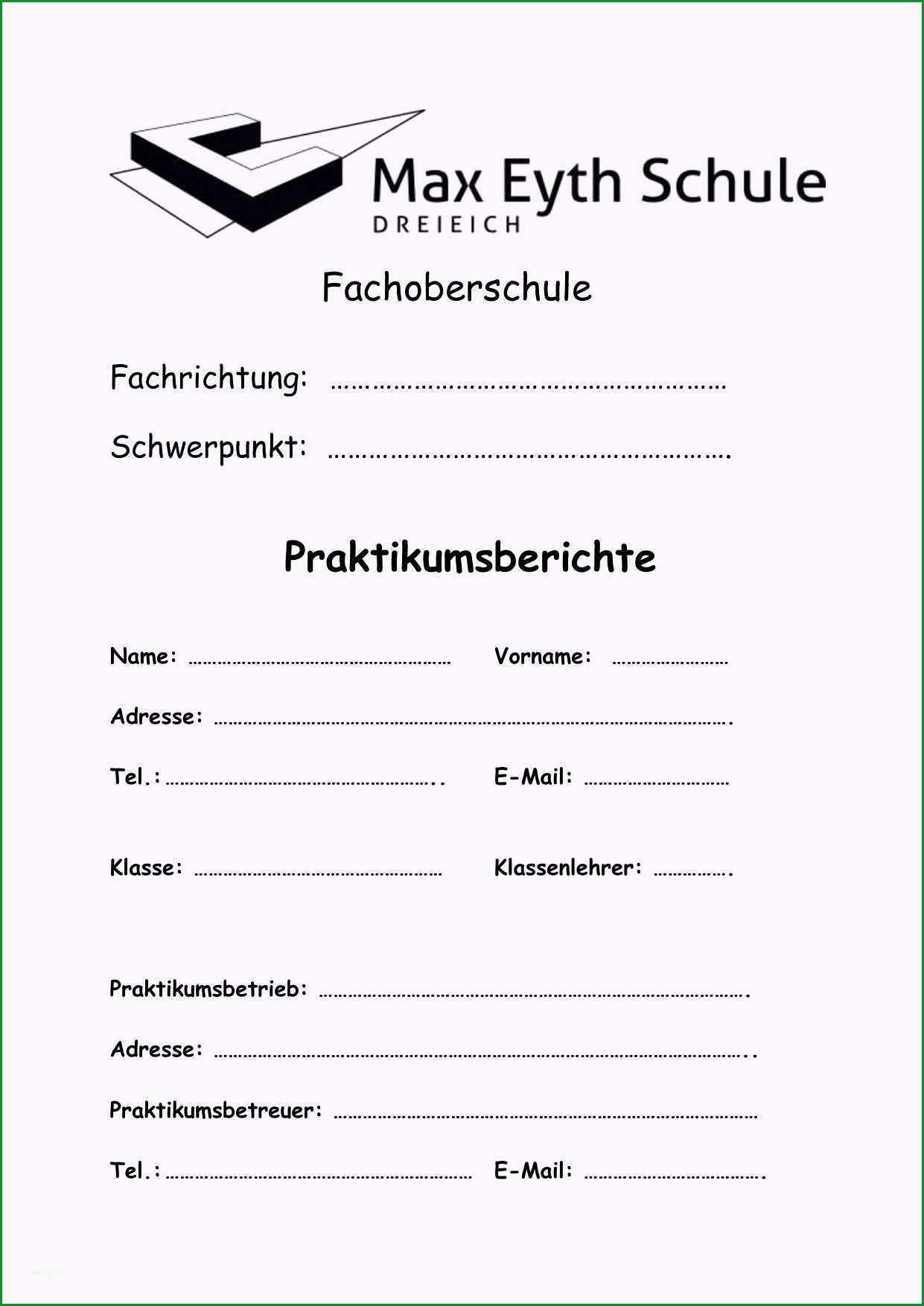 11 praktikumsbericht vorlage schule 9 klasse