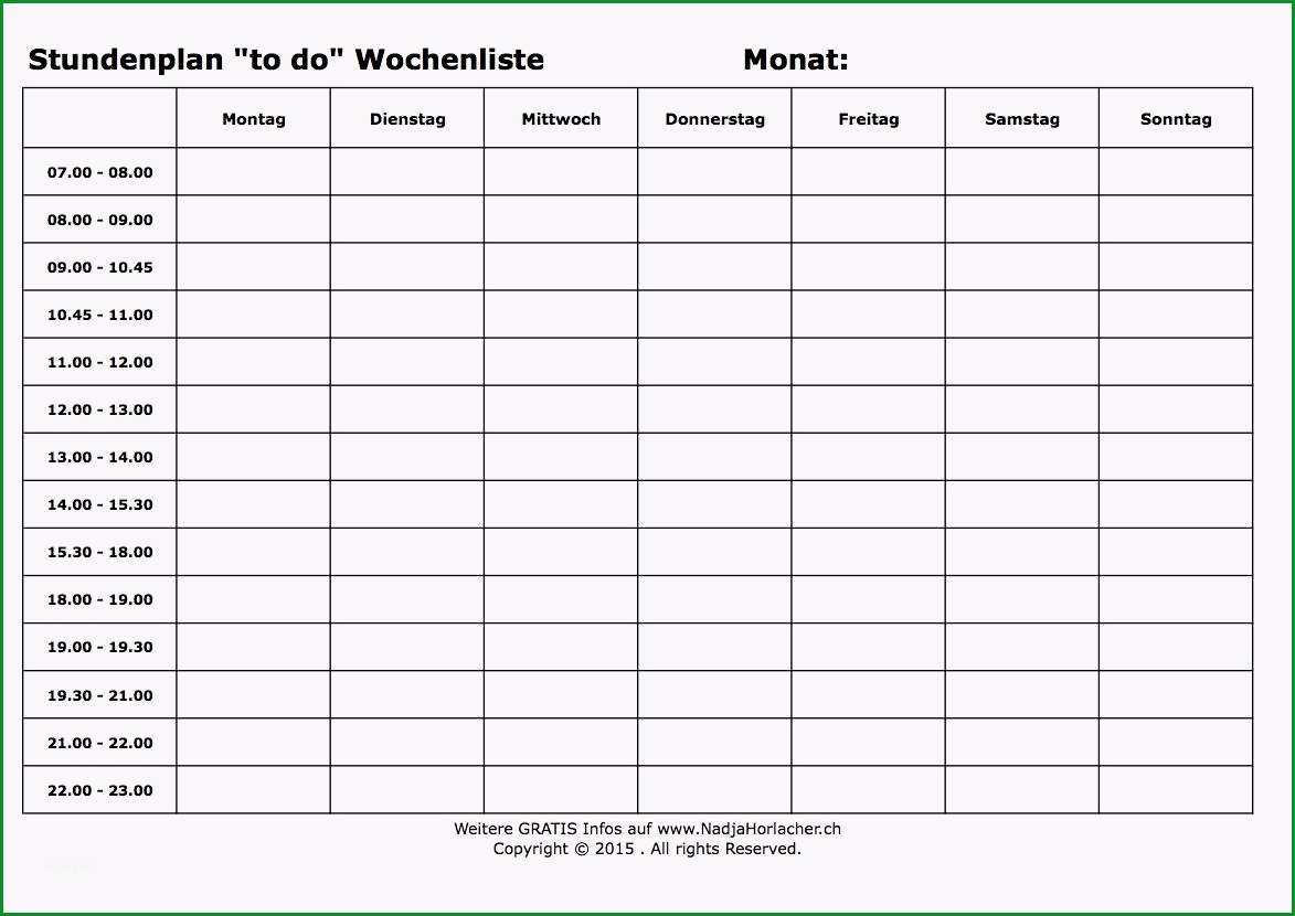 12 wochenarbeitsplan vorlage