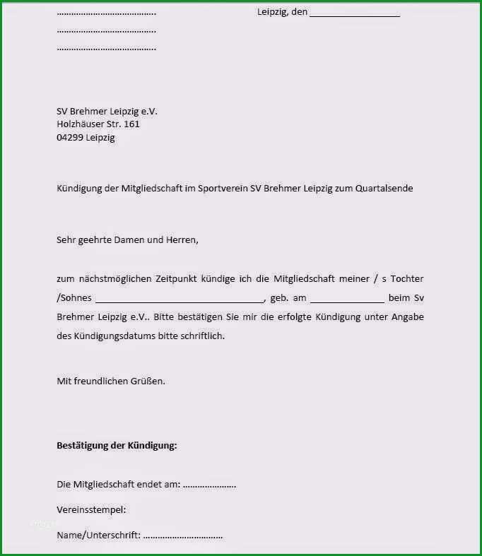 14 vorlage kundigung sportverein