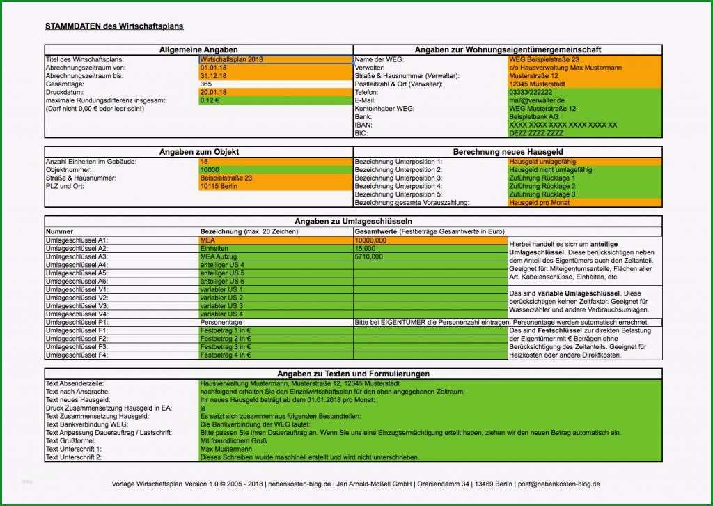 vorlage betriebskostenabrechnung excel