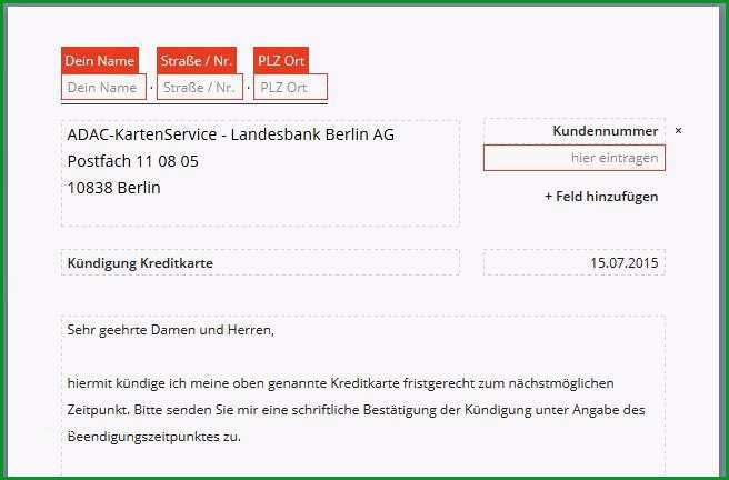 ADAC Kreditkarte kuendigen Vorlage