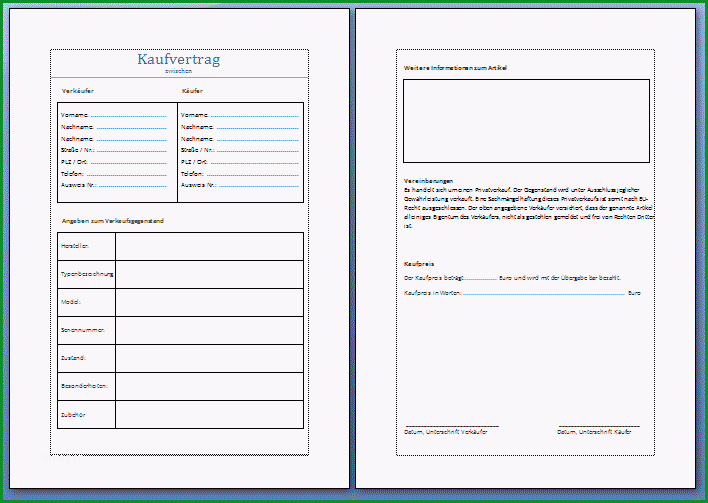 allgemeiner kaufvertrag pdf vorlage