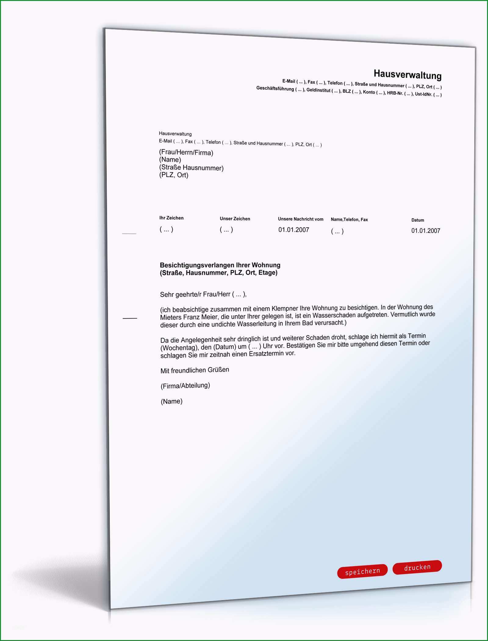 besichtigungsverlangen vermieter