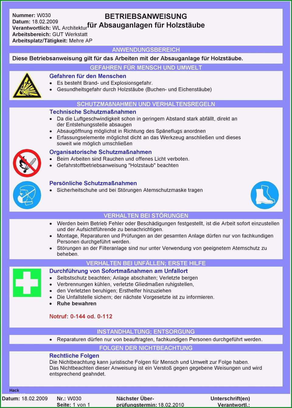 betriebsanweisung vorlage inspirational betriebsanweisung gefahrstoffe muster