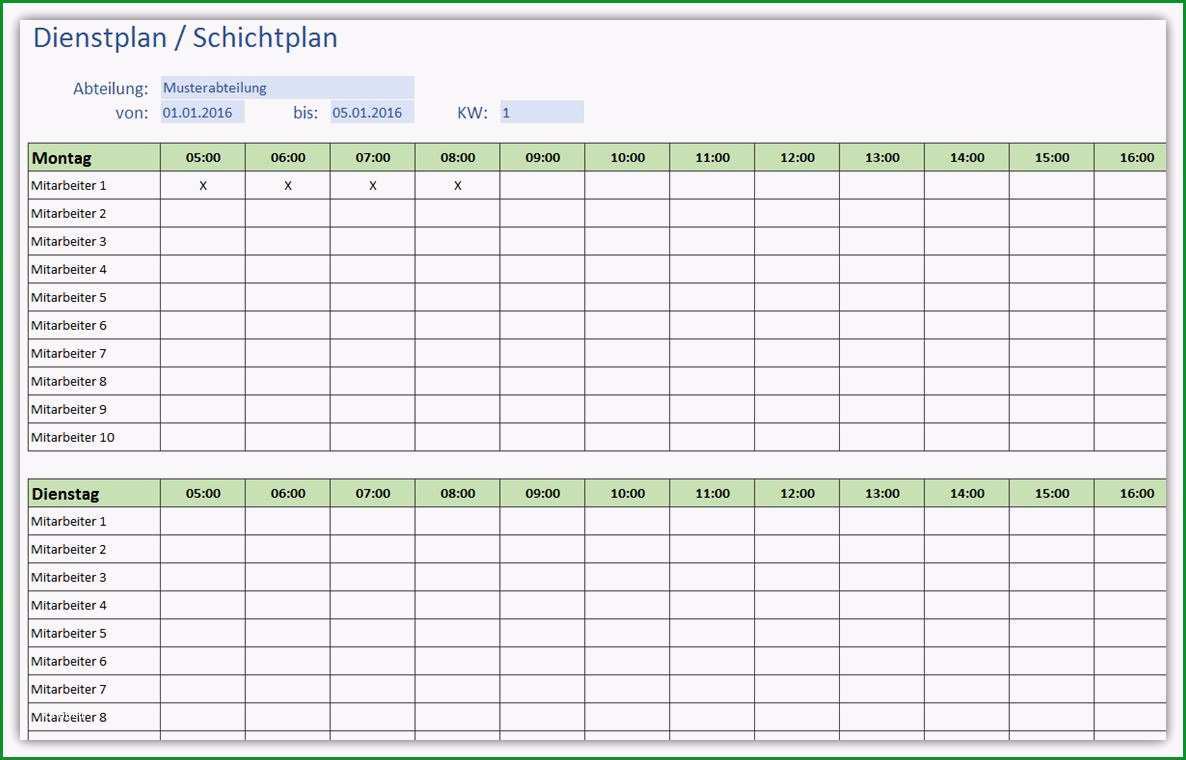 einfacher nstplan schichtplan