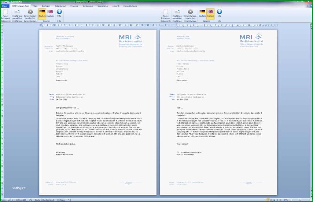 programmierung mehrsprachiger microsoft word vorlagen