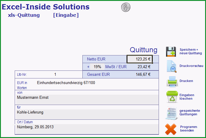 875 xls quittung tool zur erstellung von quittungen