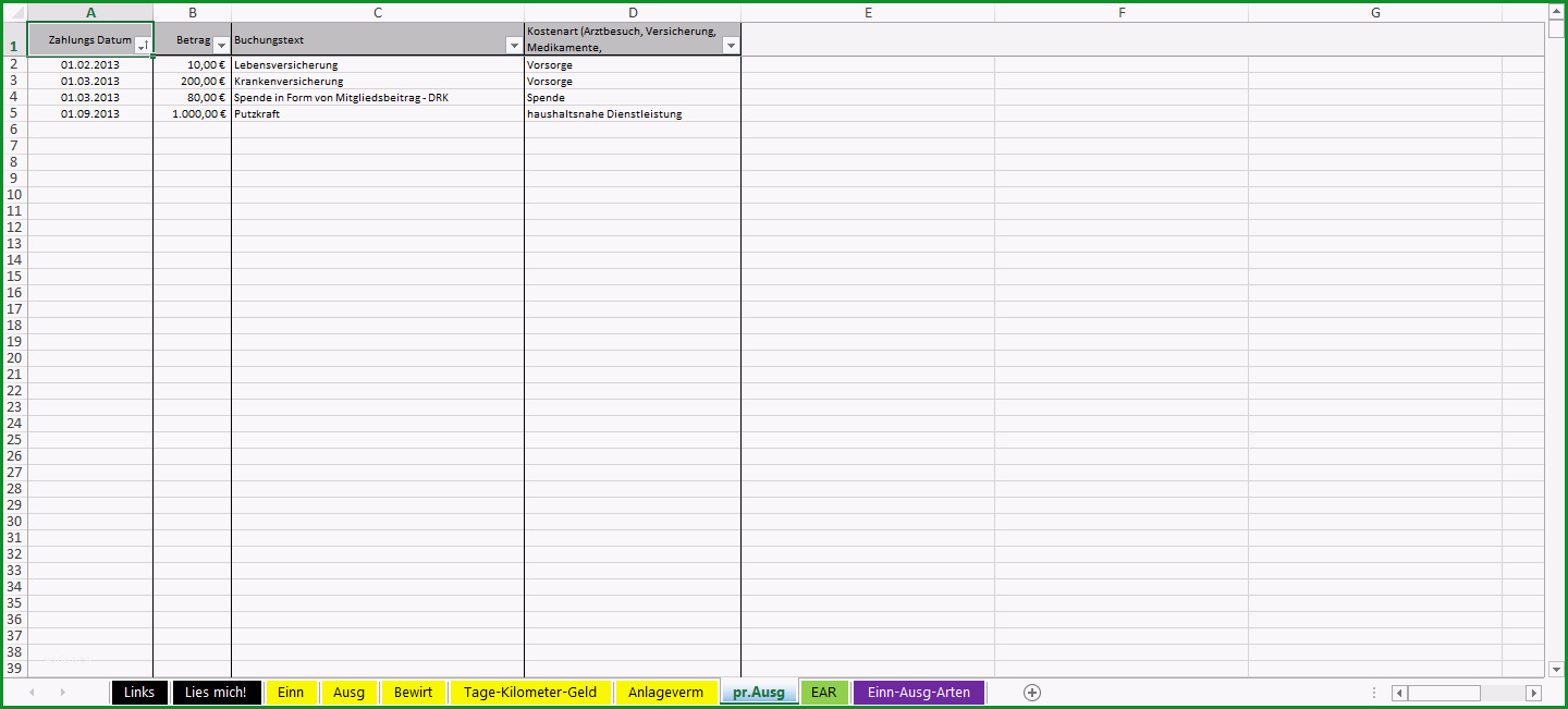 excel vorlage einnahmen ausgaben rechnung ear