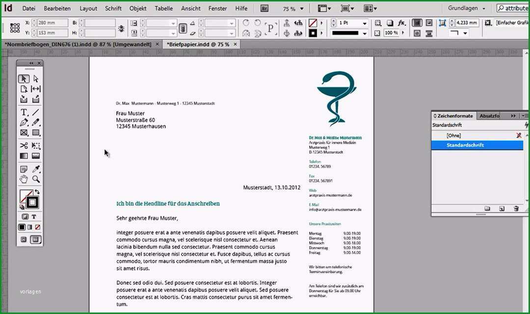 professionelles briefpapier in adobe indesign erstellen