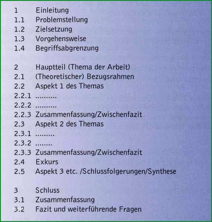 inhaltsverzeichnis vorlagen