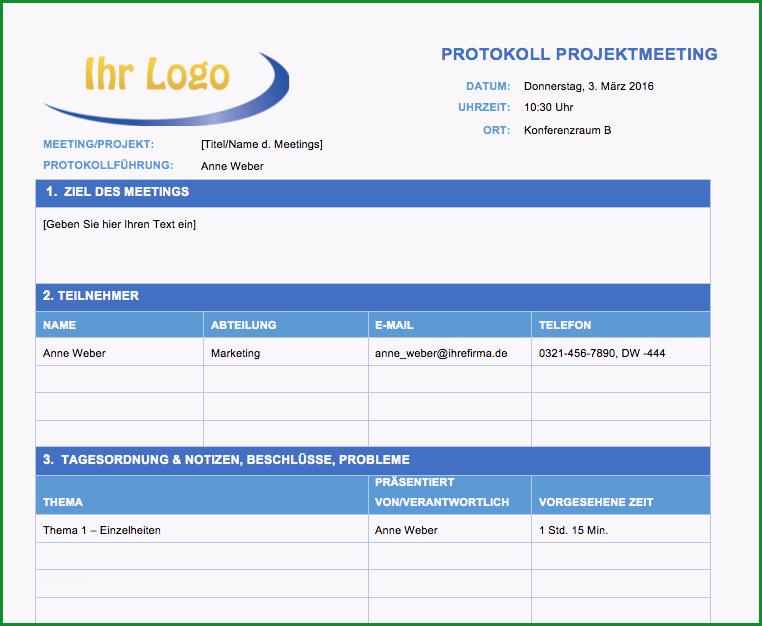kostenlose protokollvorlagen fur microsoft word