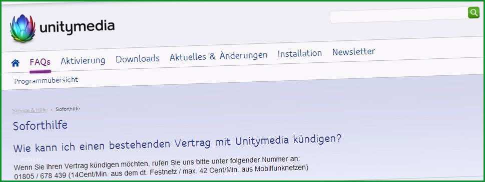 Fantastisch Kündigung Unitymedia Vorlage