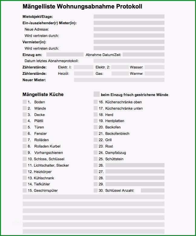 mangelliste vorlage excel hubsch mangelliste wohnung muster vorlage gratis