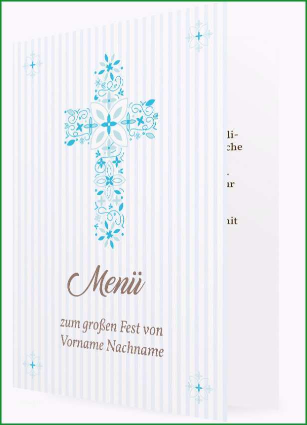Menuekarten Vorlage Kreuz mit Streifen Hellblau 2107