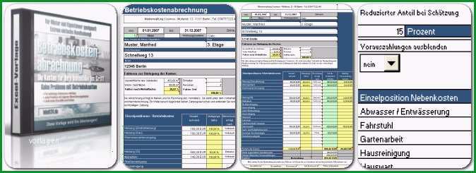 nebenkostenabrechnung excel vorlage kostenlos