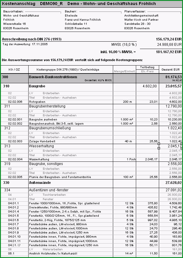 Kostenberechnung Nach Din 276 Vorlage: 22 Optionen 2019 1