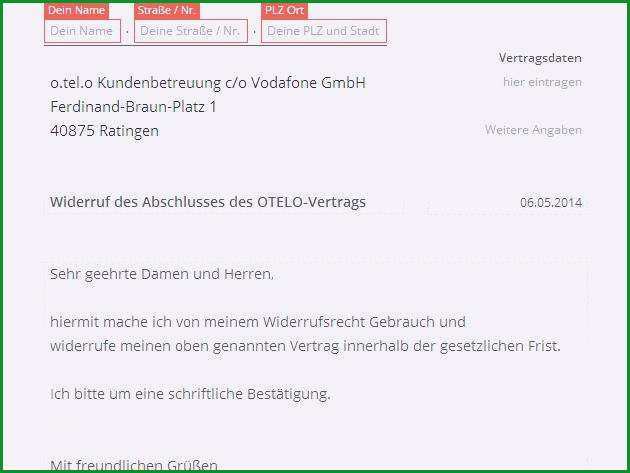 otelo kundigung email schon vodafone widerruf vorlage