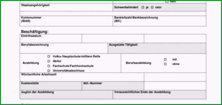 personalfragebogen vorlage word