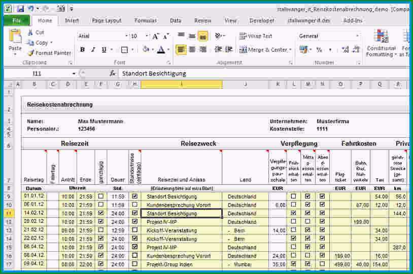 reisekostenabrechnung formular excel kostenlos