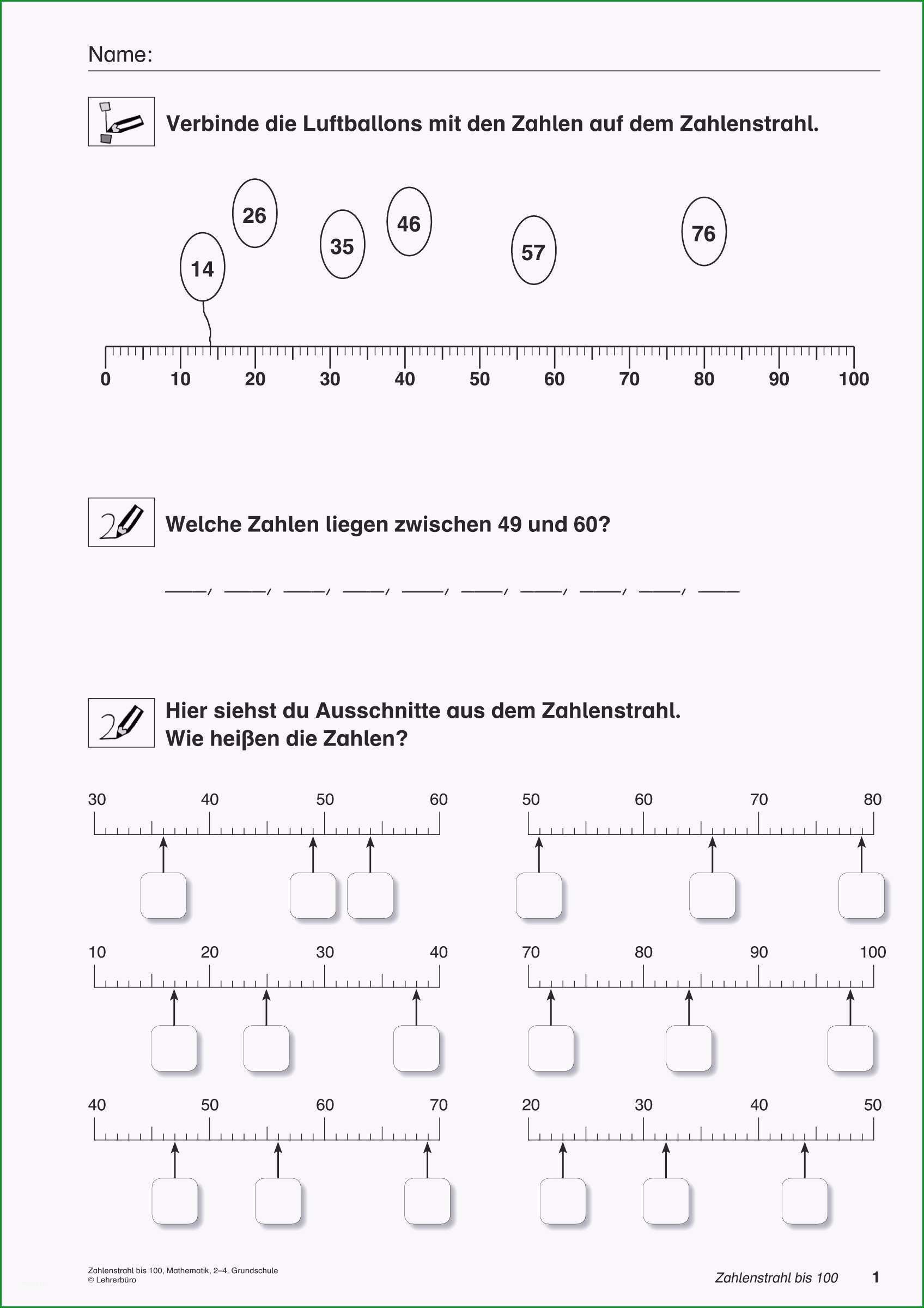 zahlenstrahl vorlage