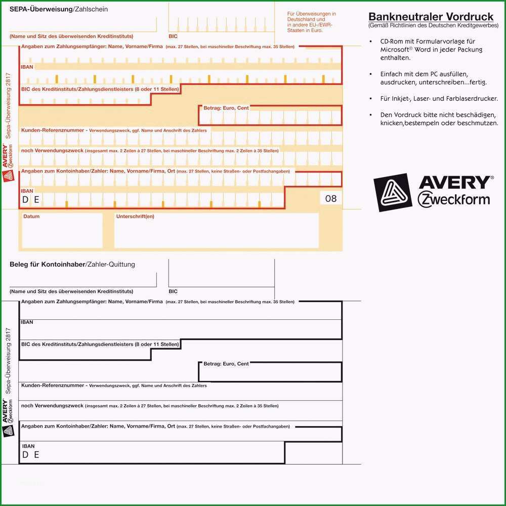 Fantastisch Sepa überweisung Vorlage Word – Kebut