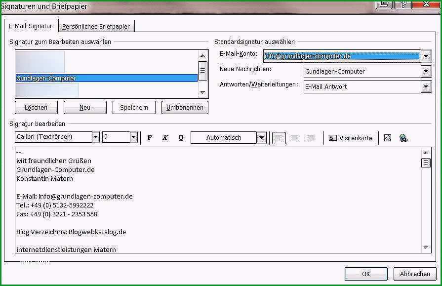 signatur vorlage niedliche e mail signatur anlegen in outlook anleitung tutorial