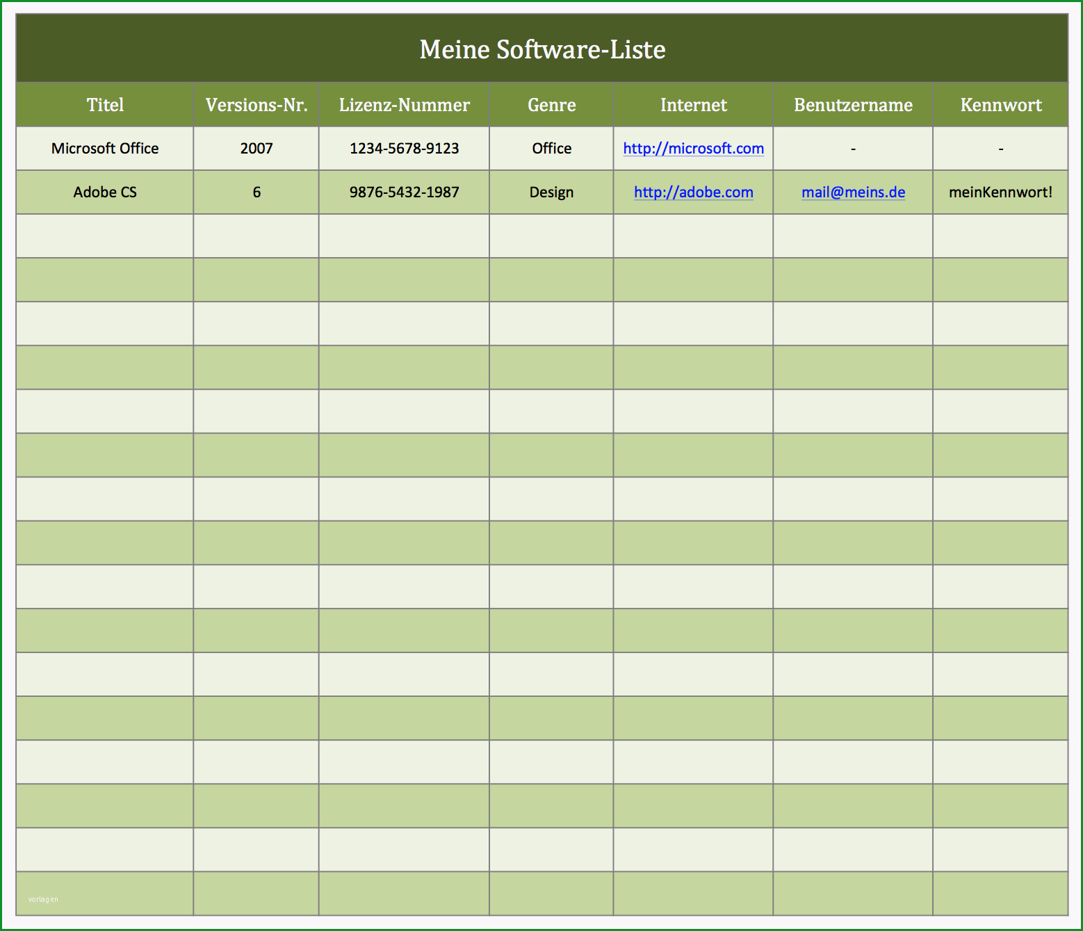 software katalog als excel vorlage