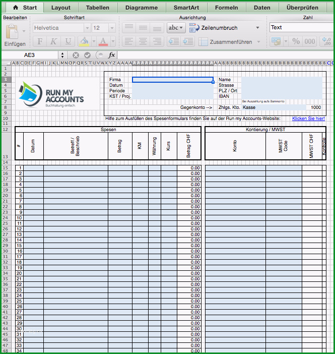 spesenabrechnung excel vorlage zum gratis