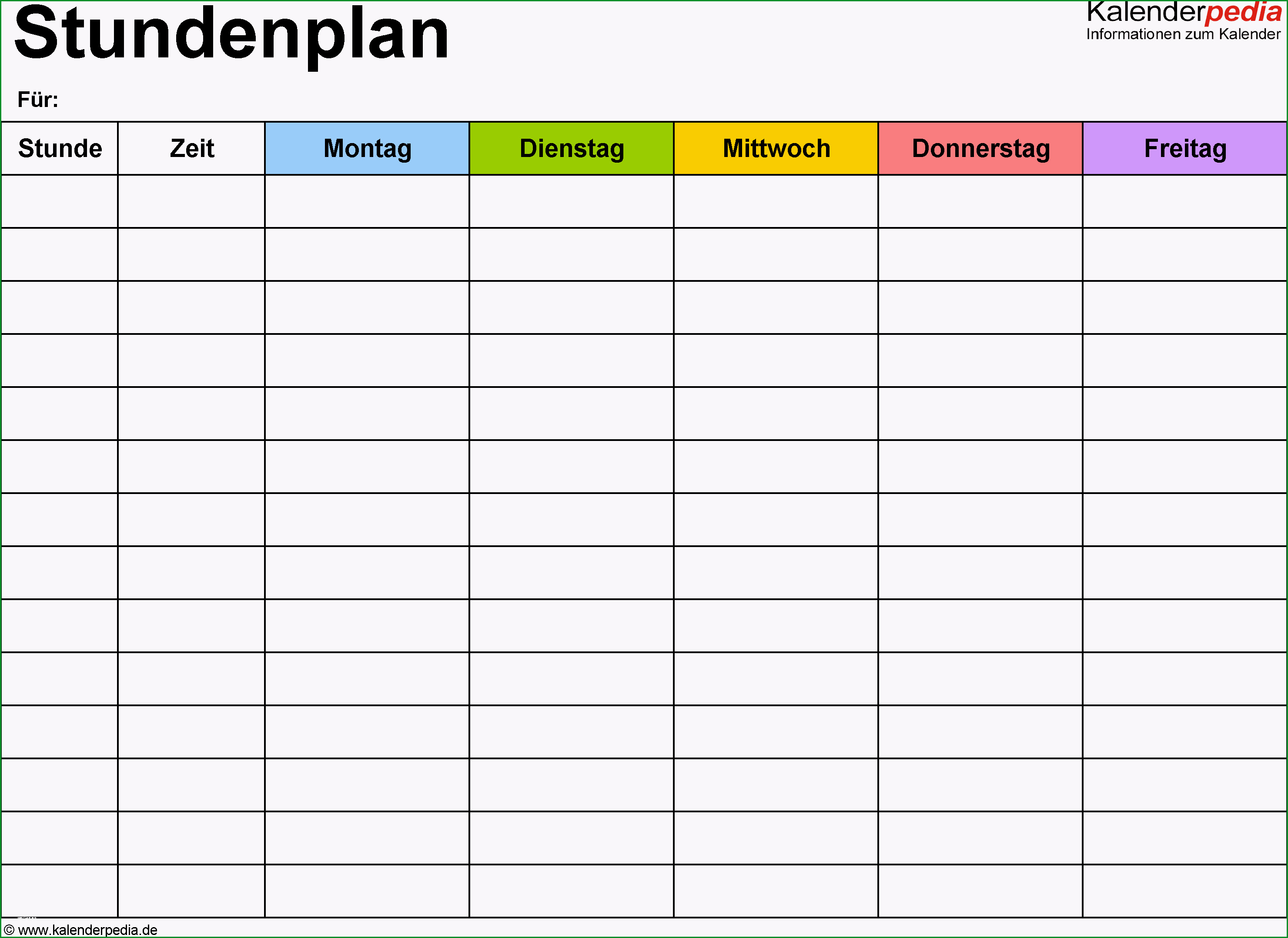 Fantastisch Stundenplan Vorlagen Pdf Zum Download &amp; Ausdrucken Kostenlos