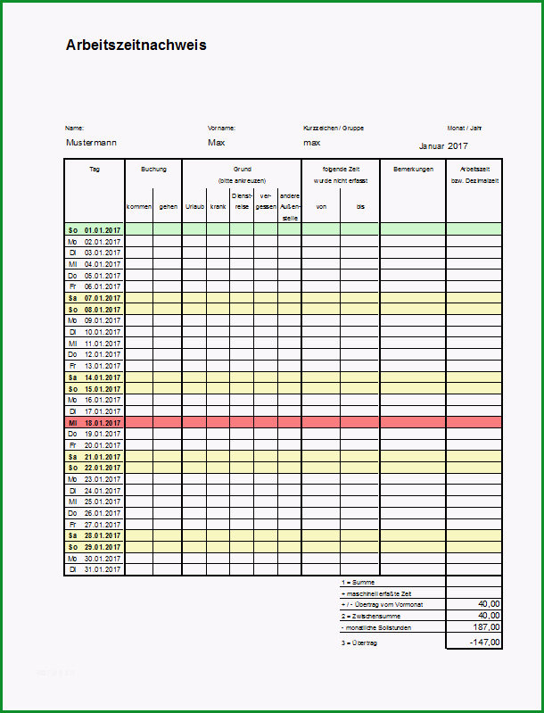 stundenzettel datev excel