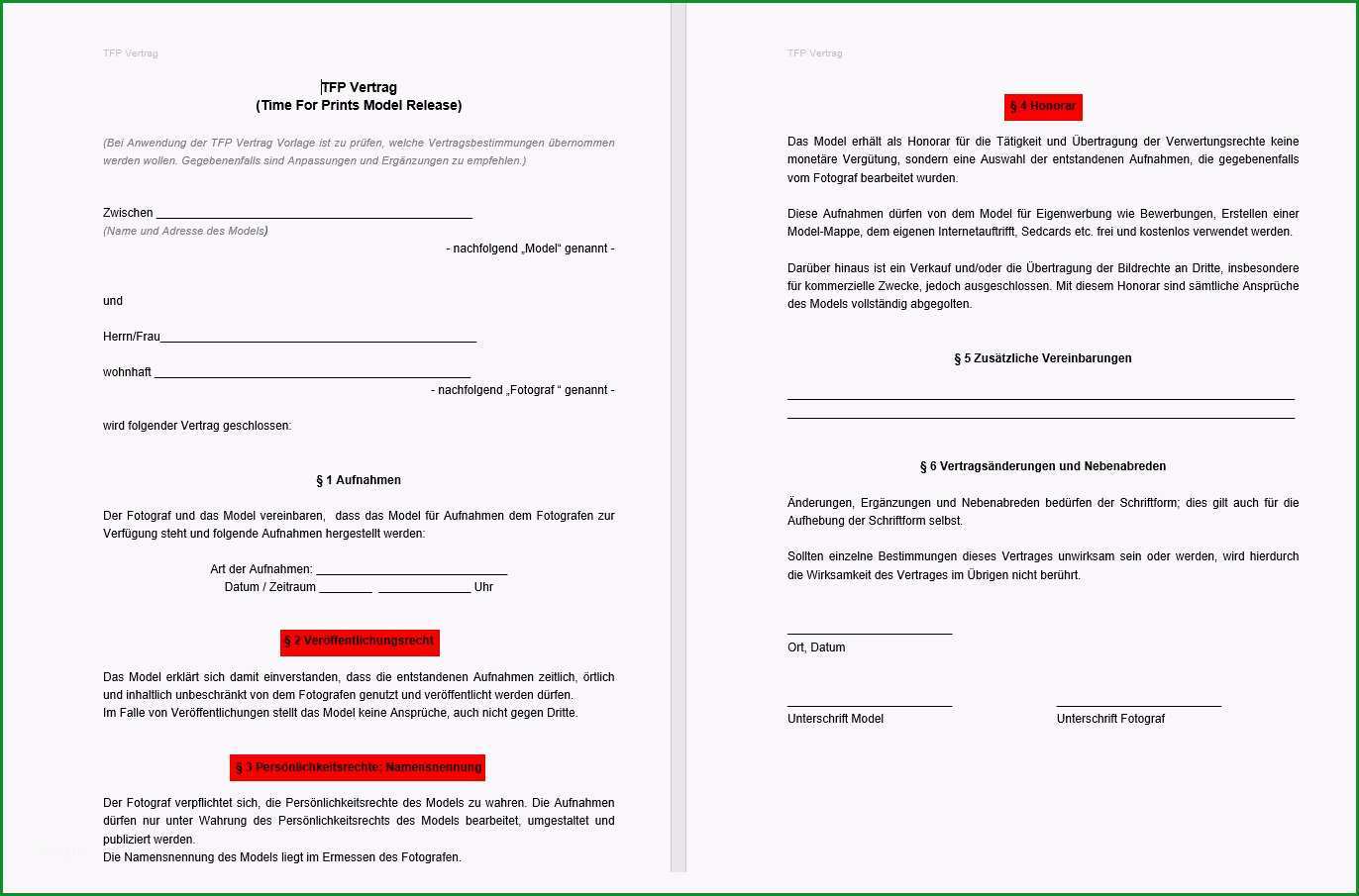 tfp model vertrag kostenlos