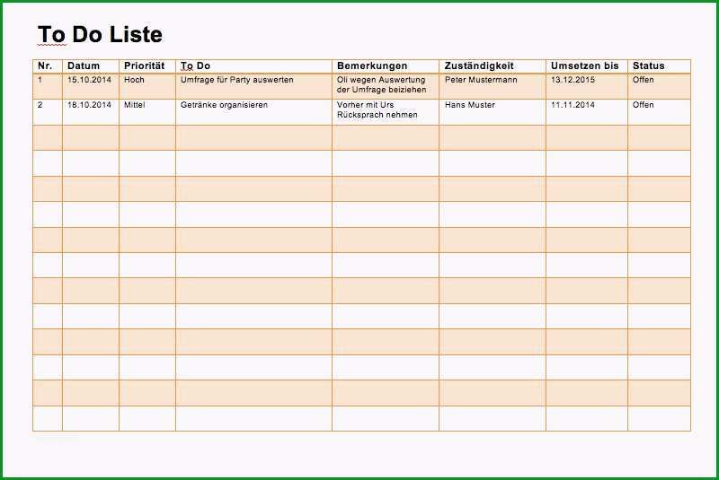 to do liste word und excel