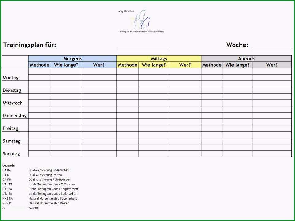 trainingsplan pferd vorlage