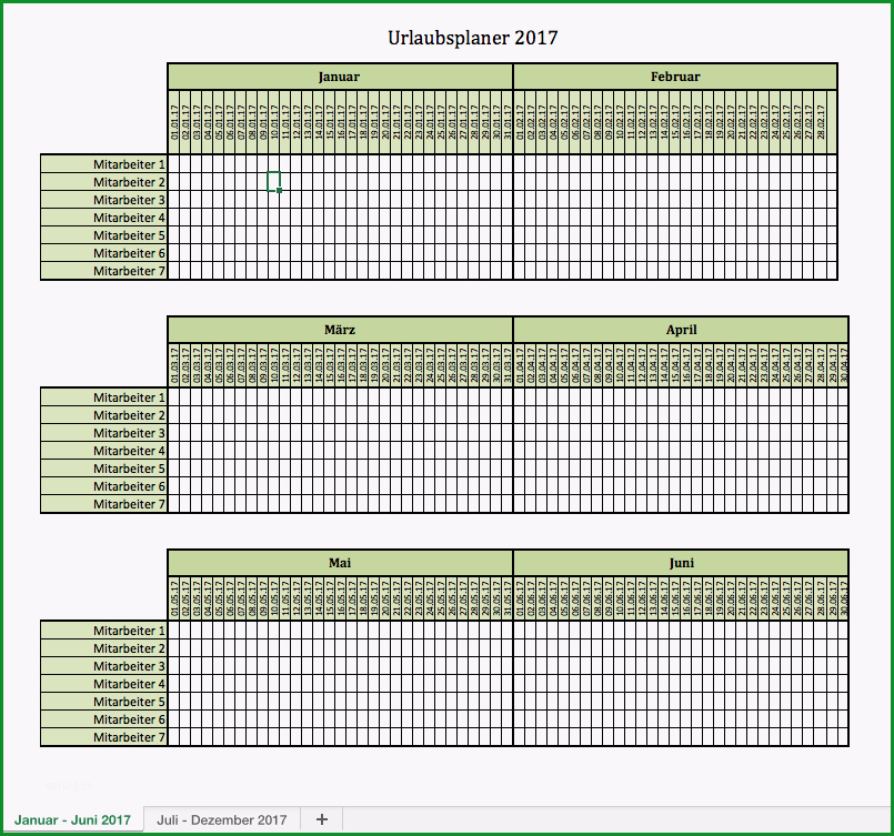 urlaubsplaner 2017 excel kalender