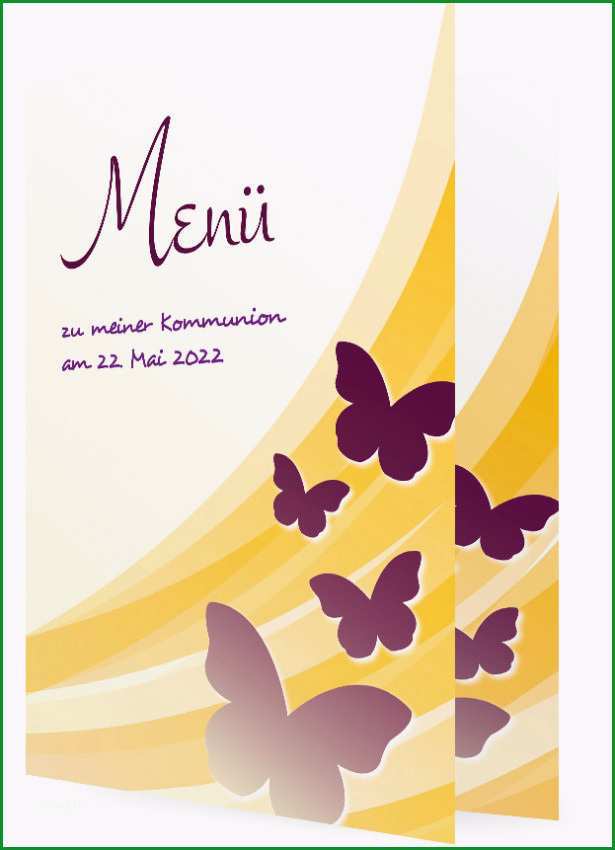 Vorlagen Menuekarte Schmetterlinge lila 1203